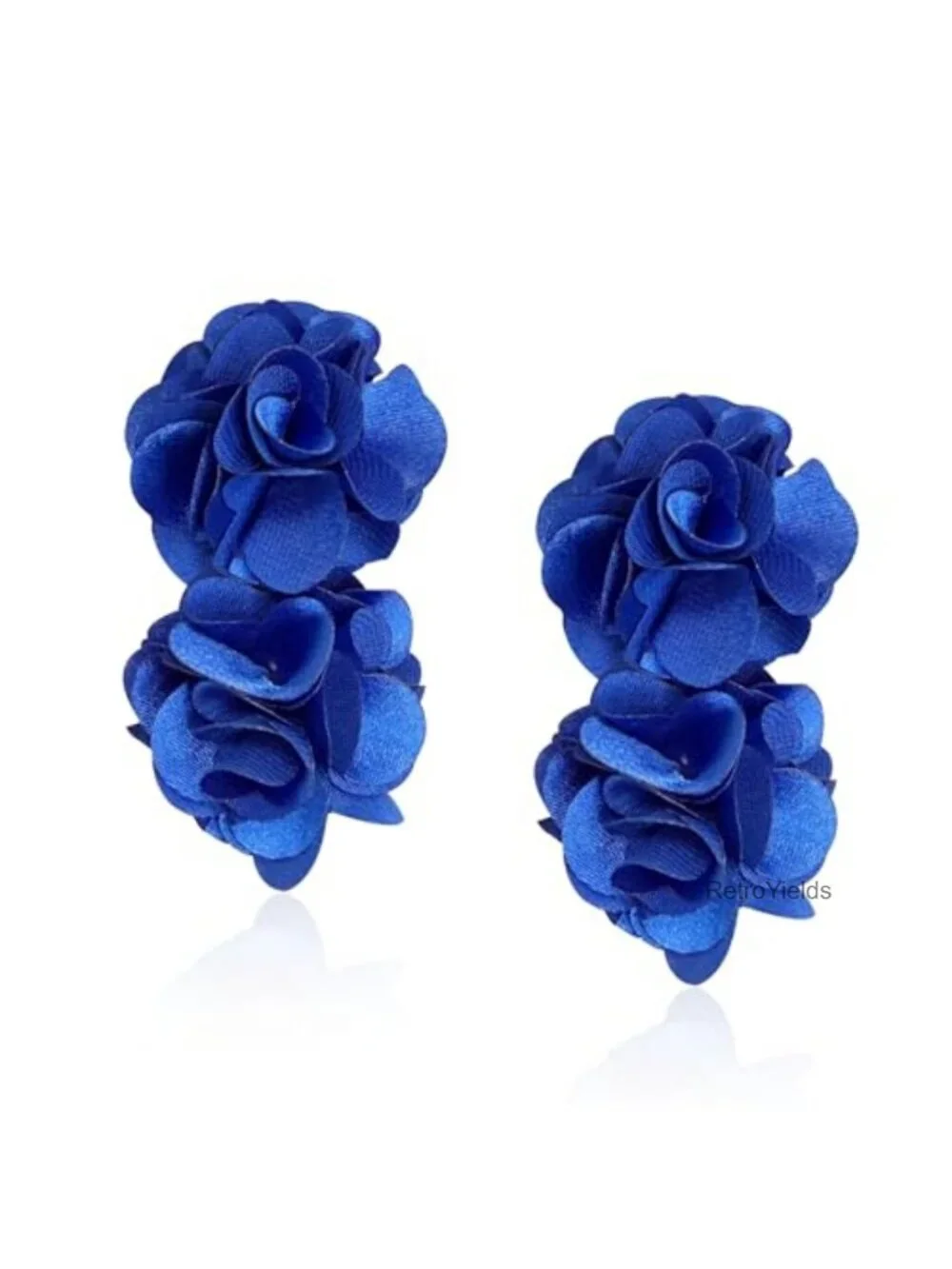 Oversized Boho Fabric Flower Dangle Earrings for Women | Statement Drop